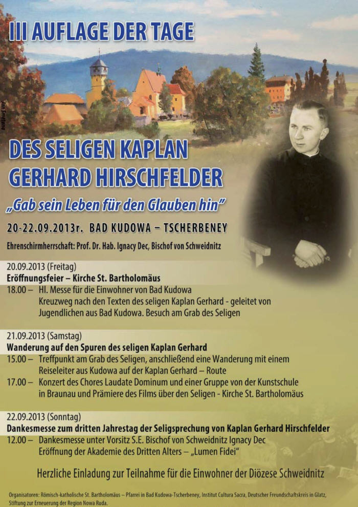 3. Auflage der Tage des Seligen Kaplan Gerhard Hirschfelder